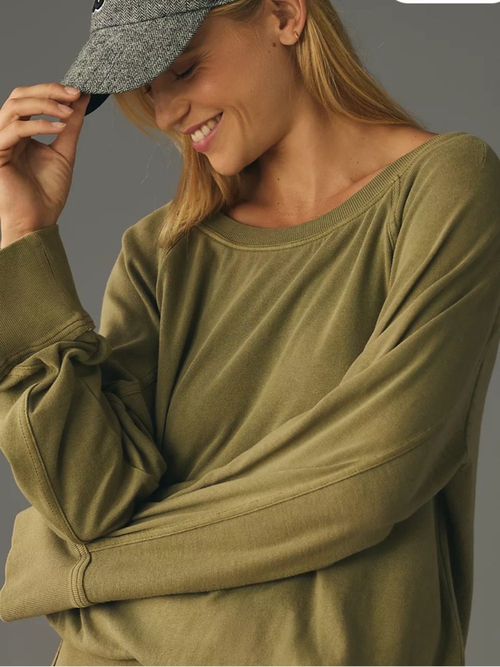 Anthropologie Daily Practice Olive Green Open-Back Pullover Sweatshirt Sz S